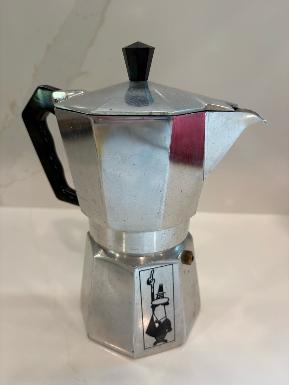 Bialetti Moka Express Aluminum Stovetop Espresso Maker with Black Handle - vint